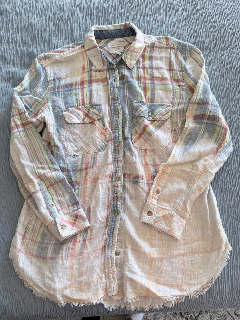 Treasure & Bond Pastel Striped Boyfriend Shirt in Blue, Pink, Yellow